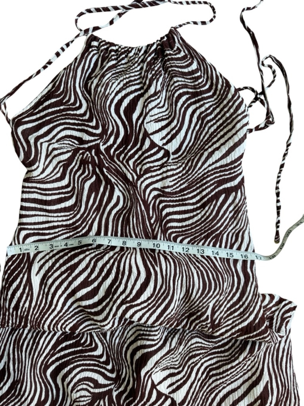 Faithfull the Brand Brown and White Zebra-Print Backless Linen Blend Maxi Dress. - Picture 10 of 16